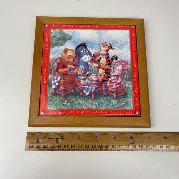 Vtg Winnie the Pooh Simply Pooh Always Sweeter w Little Hunny Tile w Wood Frame - Picture 8 of 9